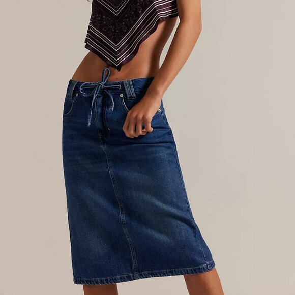 NWT Free People We The Free Stella Denim Column Skirt - Picture 1 of 13